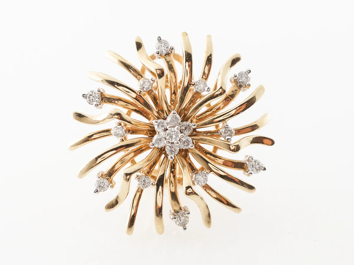 Vintage 1950's Diamond Flower Earrings in 14k - Image 5