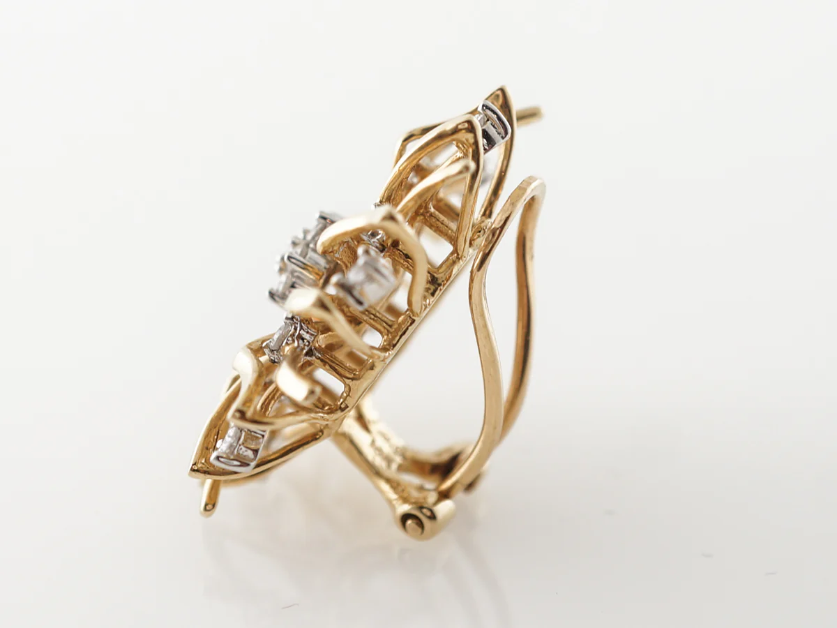 Vintage 1950's Diamond Flower Earrings in 14k - Image 6