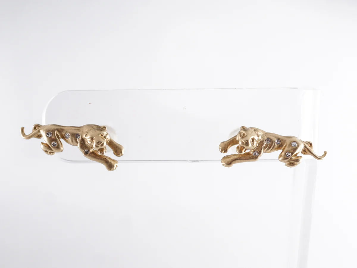 Vintage 1950's Diamond Jaguar Earrings 14k - Image 3