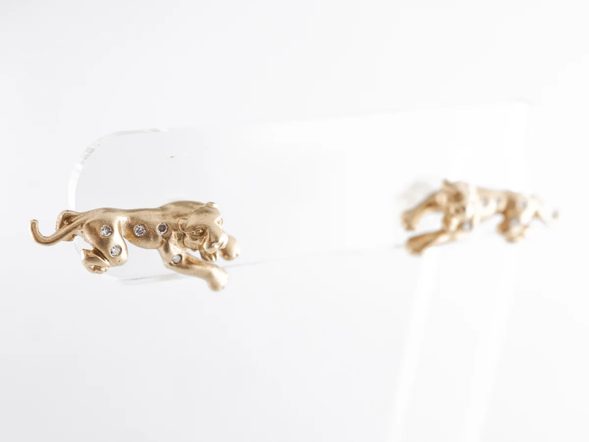 Vintage 1950's Diamond Jaguar Earrings 14k - Image 4