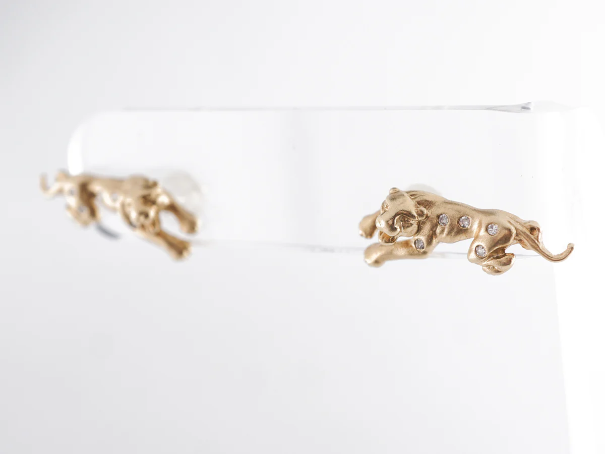 Vintage 1950's Diamond Jaguar Earrings 14k - Image 5