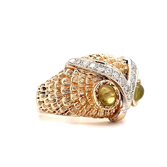 Vintage 1950's Diamond Owl Cocktail Ring in 14k - Image 3