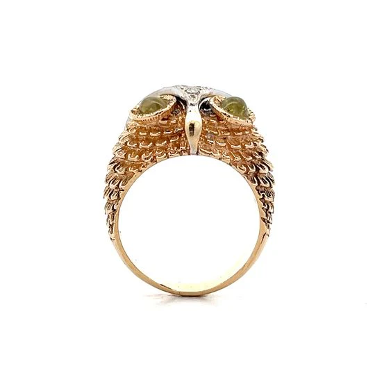 Vintage 1950's Diamond Owl Cocktail Ring in 14k - Image 4