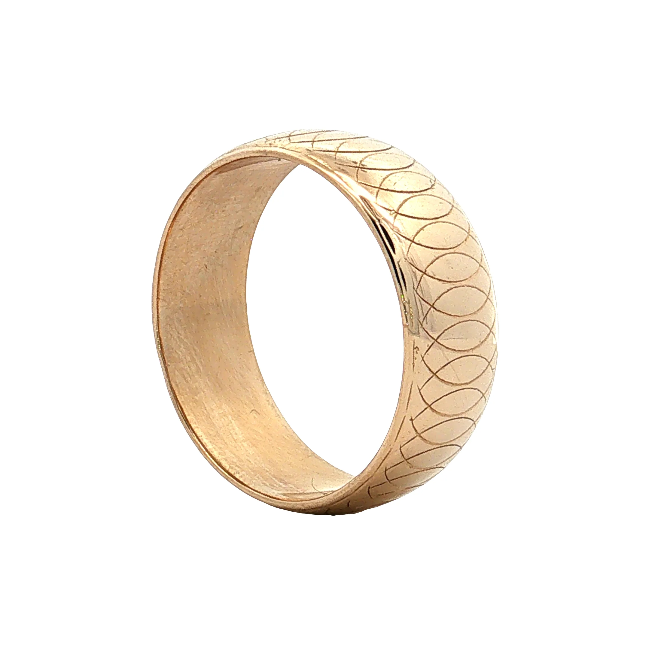 Vintage 1950s Engraved Men's Wedding Band 14k - Image 6