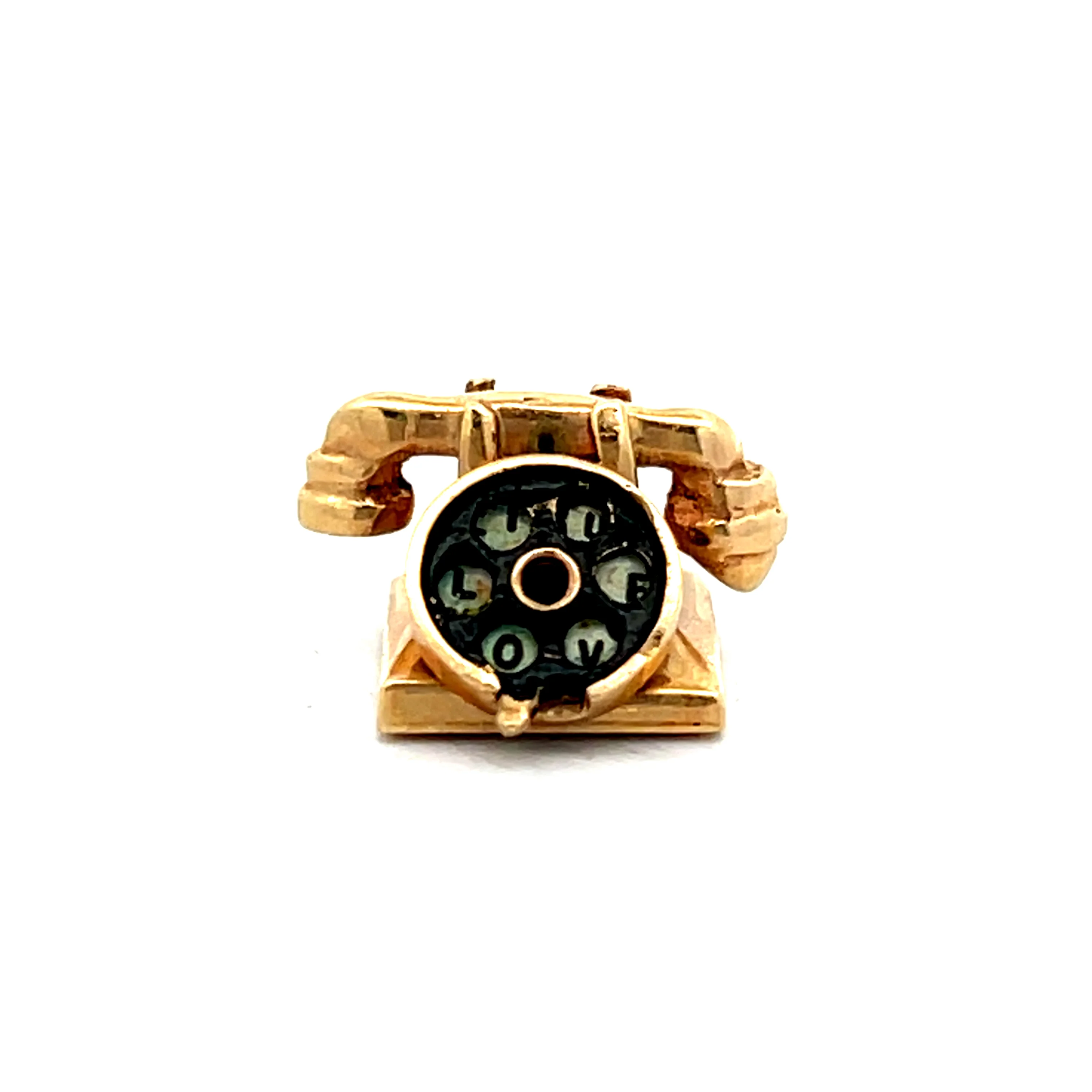 Vintage 1960s Rotary Phone Charm in 14k Yellow Gold