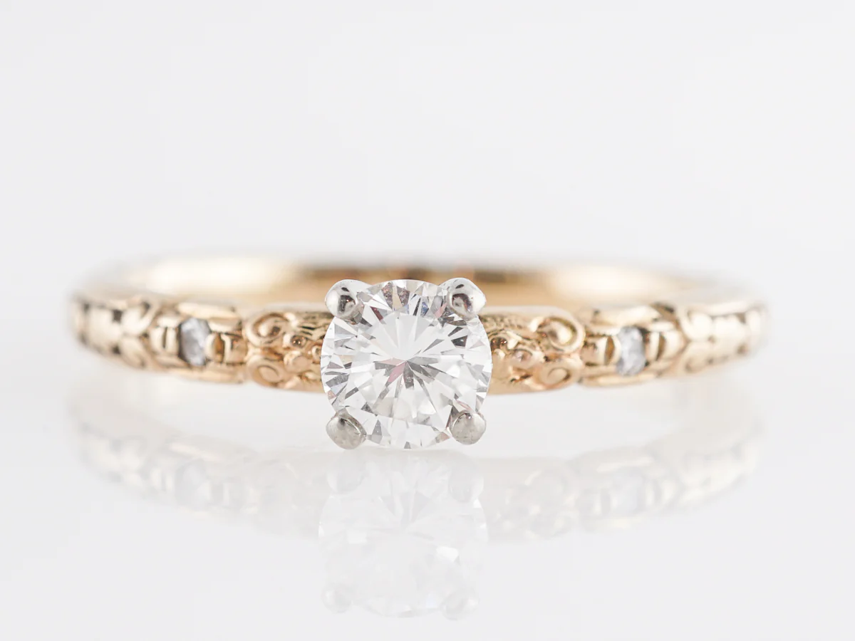 Vintage .31 Retro Diamond Engagement Ring in 14k Yellow Gold