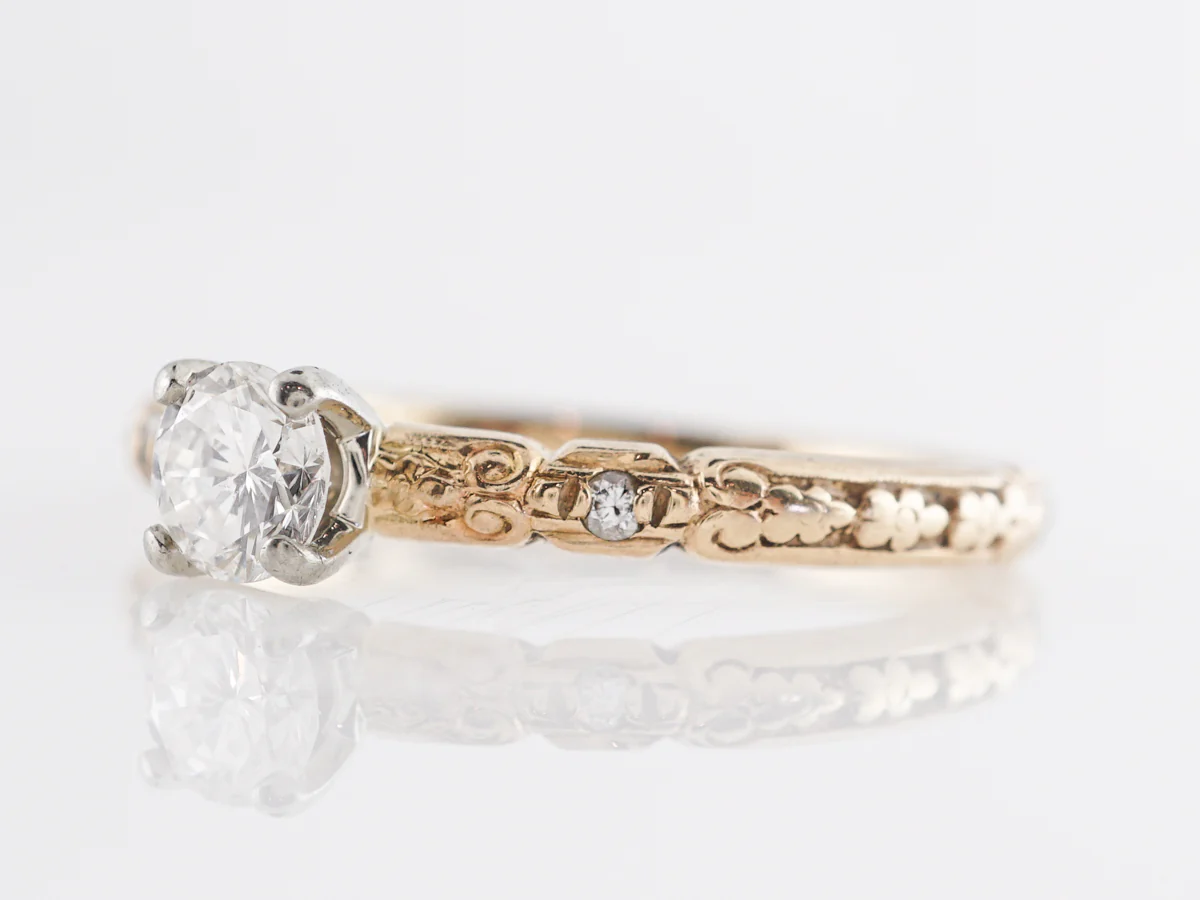 Vintage .31 Retro Diamond Engagement Ring in 14k Yellow Gold - Image 2