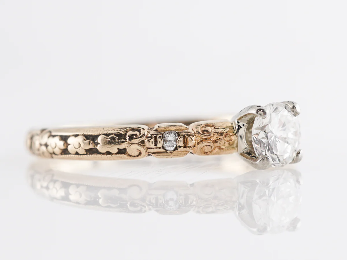 Vintage .31 Retro Diamond Engagement Ring in 14k Yellow Gold - Image 3