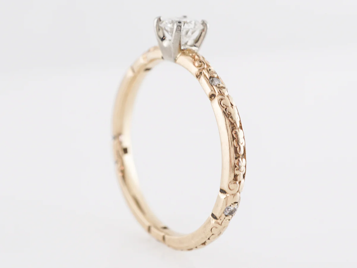 Vintage .31 Retro Diamond Engagement Ring in 14k Yellow Gold - Image 5