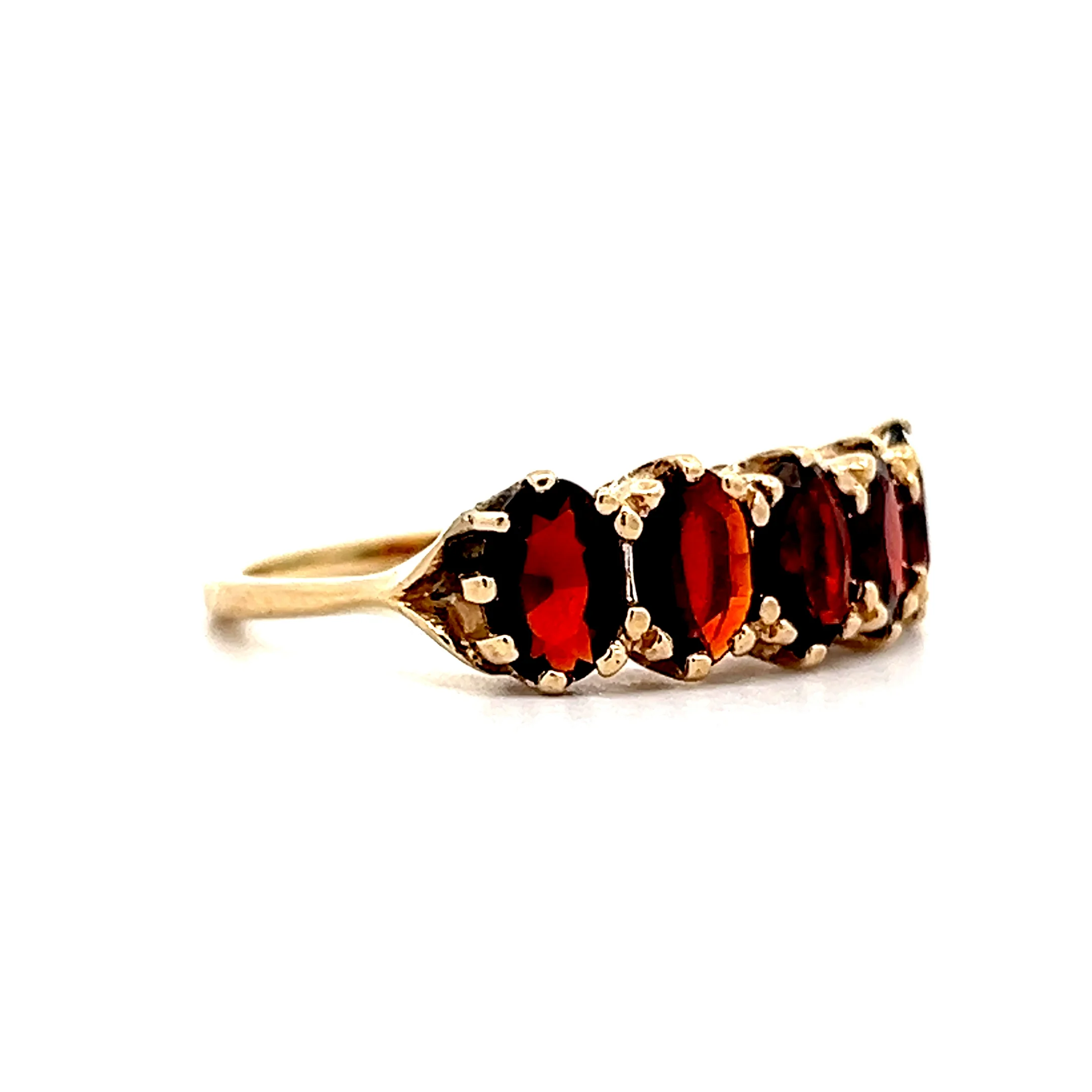 Vintage 5 Stone Garnet Stacking Band in 10k Yellow Gold - Image 3