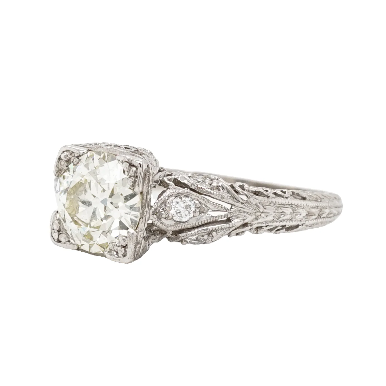Vintage Art Deco 1.00 Carat Diamond Engagement Ring in Platinum - Image 2