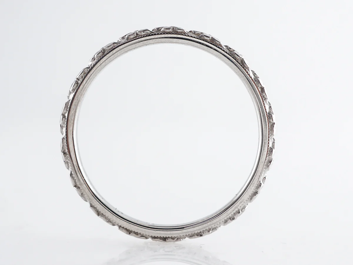 Vintage Art Deco Blossom Men's Wedding Band in 18k - Image 2