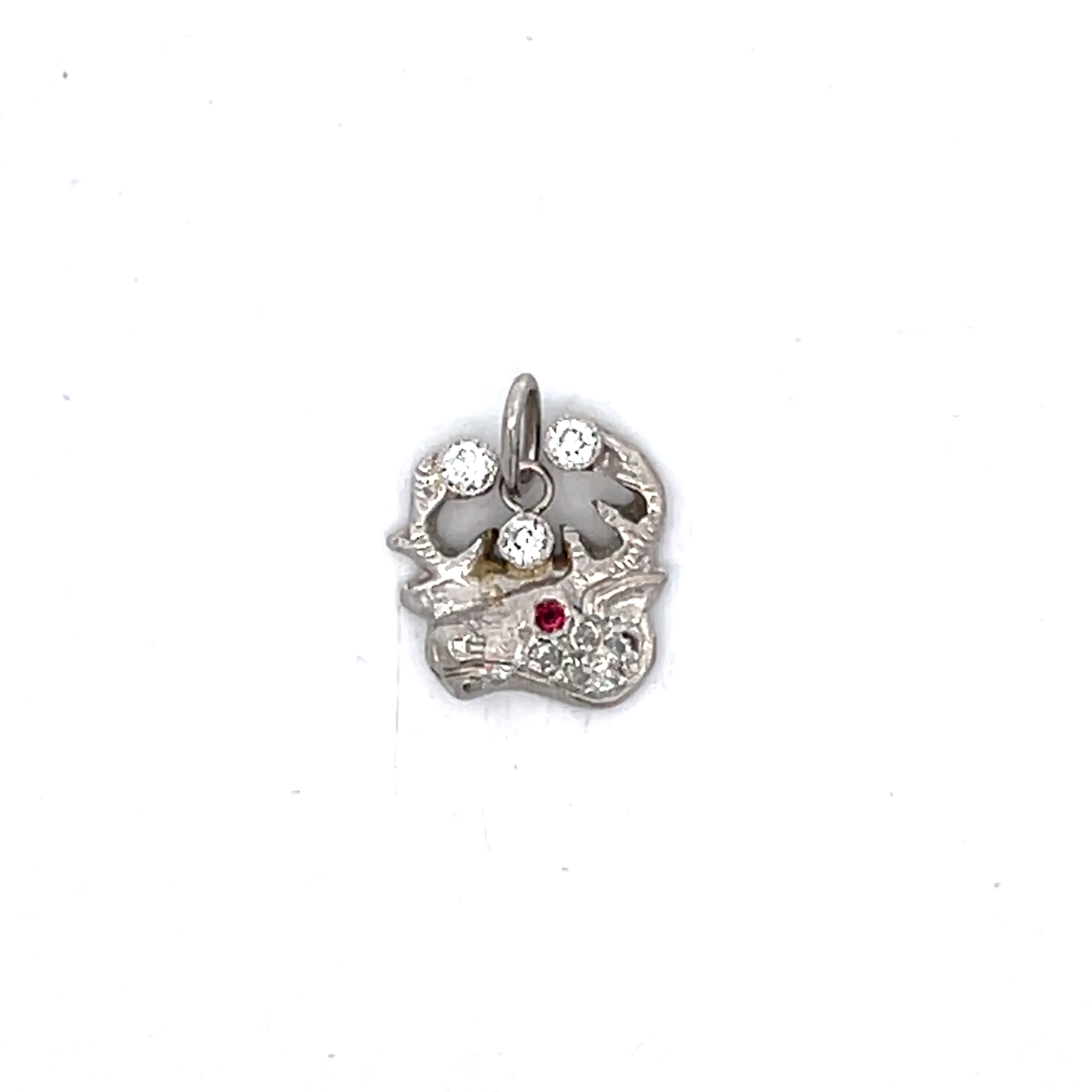 Vintage Art Deco Diamond Elk Head Charm in 18k