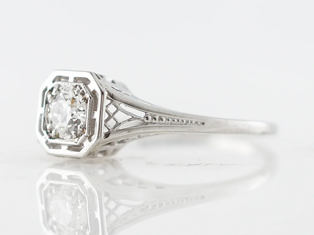 Vintage Early Art Deco Diamond Filigree Engagement Ring - Image 2