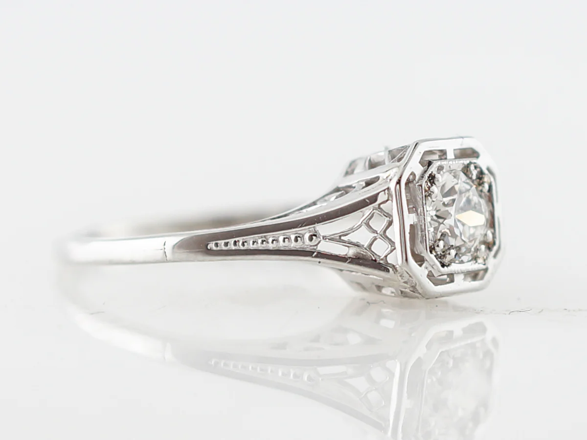 Vintage Early Art Deco Diamond Filigree Engagement Ring - Image 3