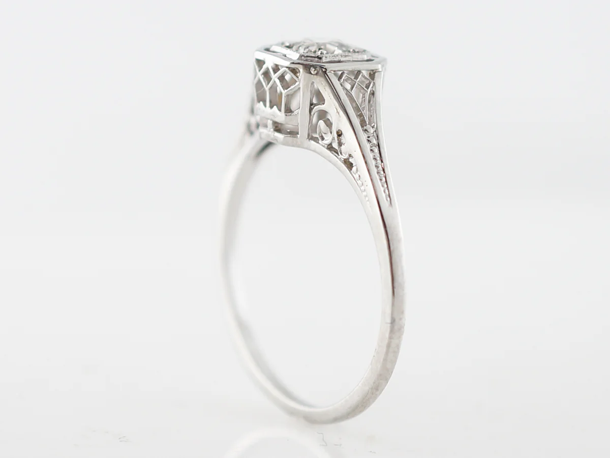 Vintage Early Art Deco Diamond Filigree Engagement Ring - Image 5