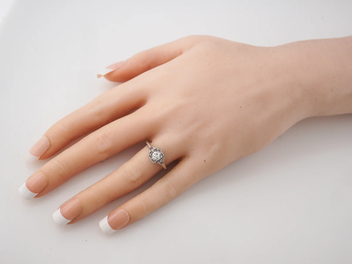Vintage Early Art Deco Diamond Filigree Engagement Ring - Image 7
