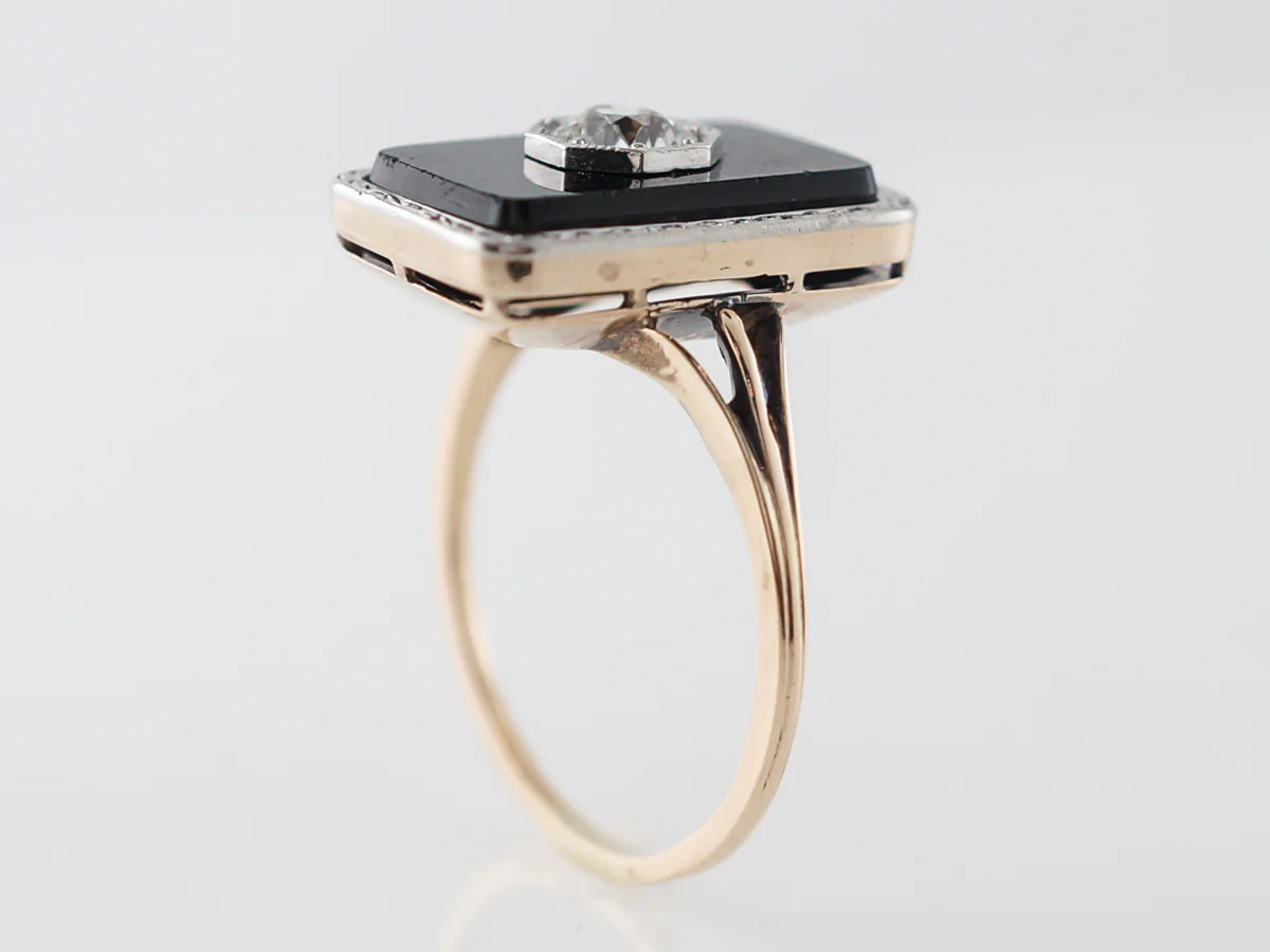 Vintage Art Deco Diamond & Onyx Right Hand Ring - Image 5