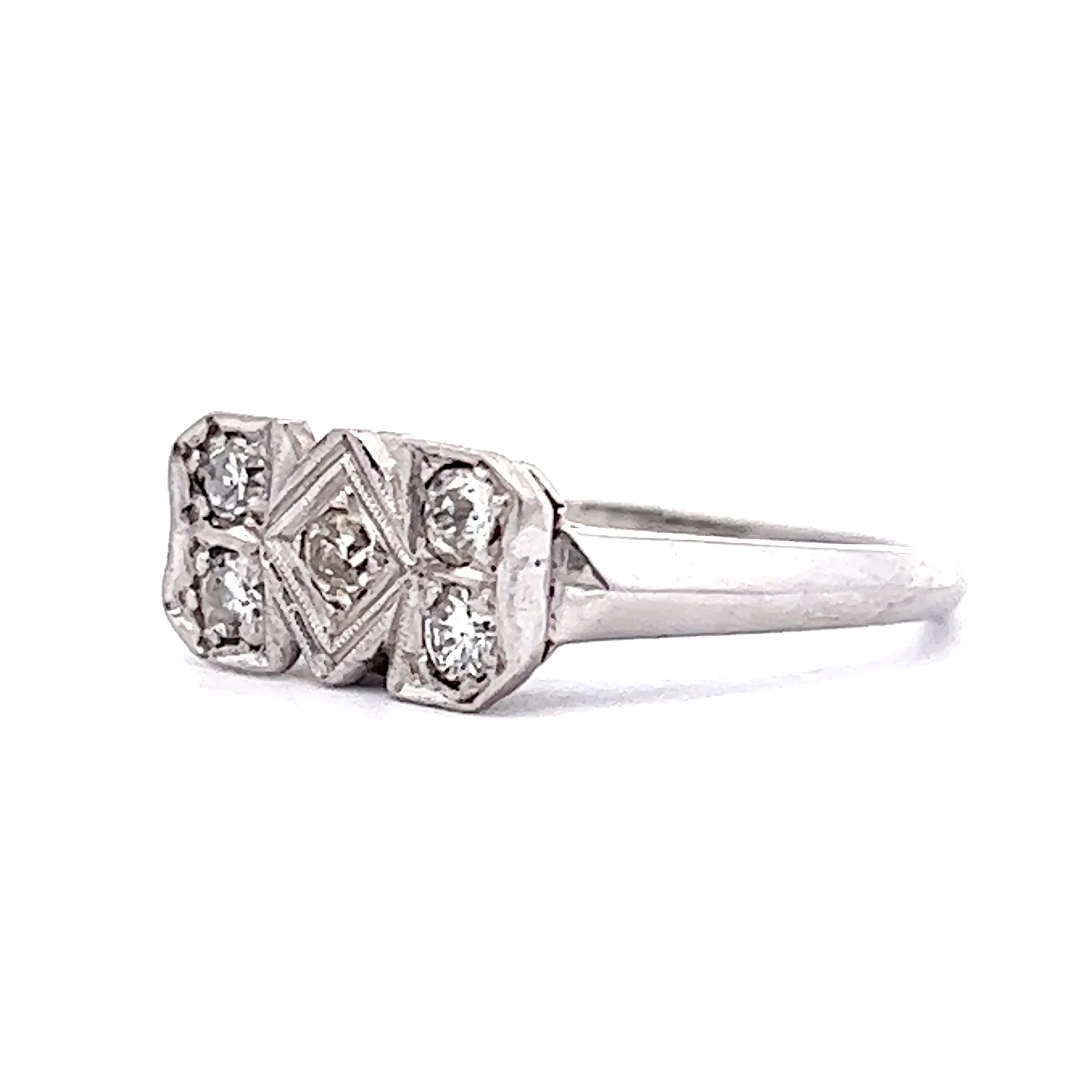 Vintage Art Deco Diamond Ring in 14k White Gold - Image 2