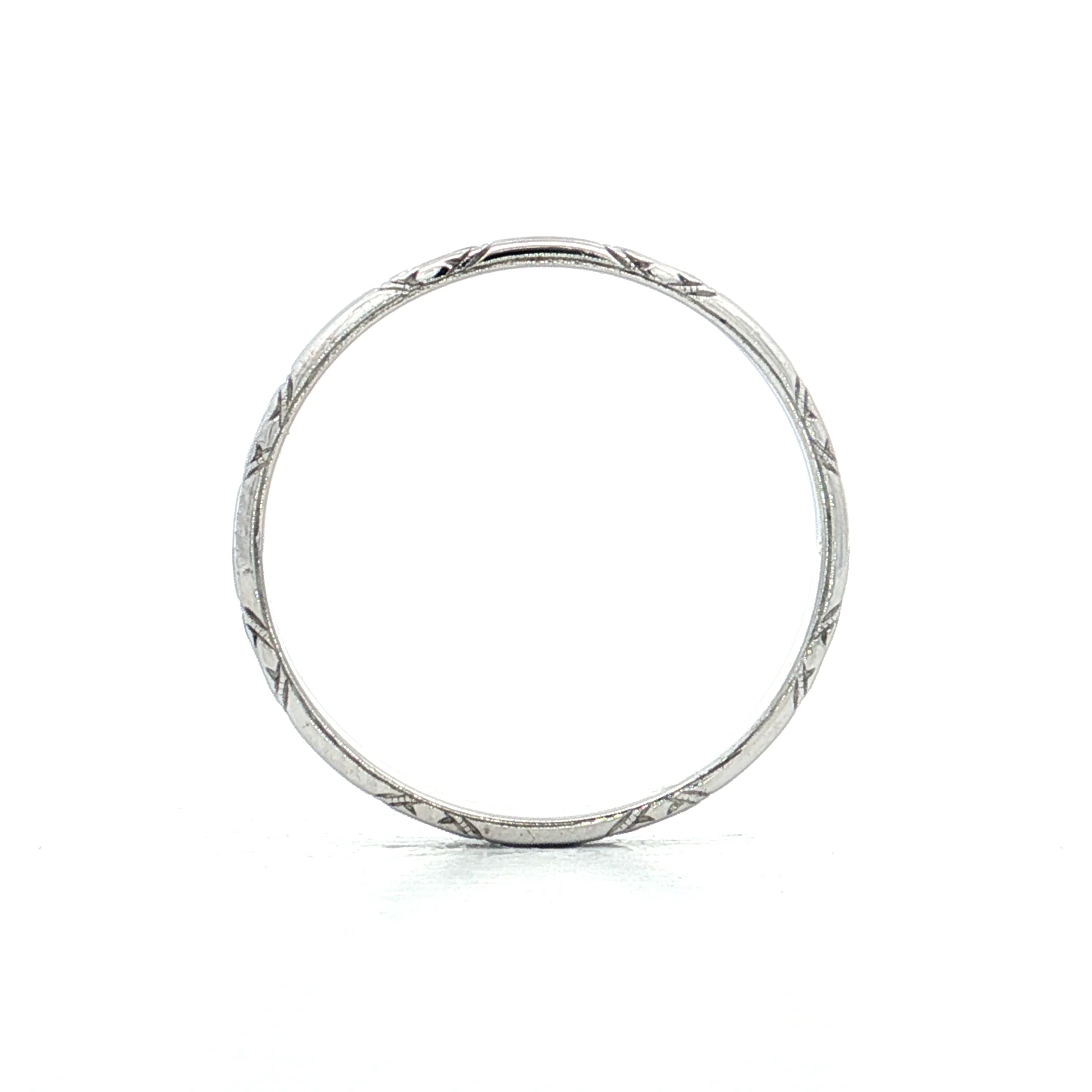 Vintage Art Deco Engraved Orange Blossom Band 18k - Image 5