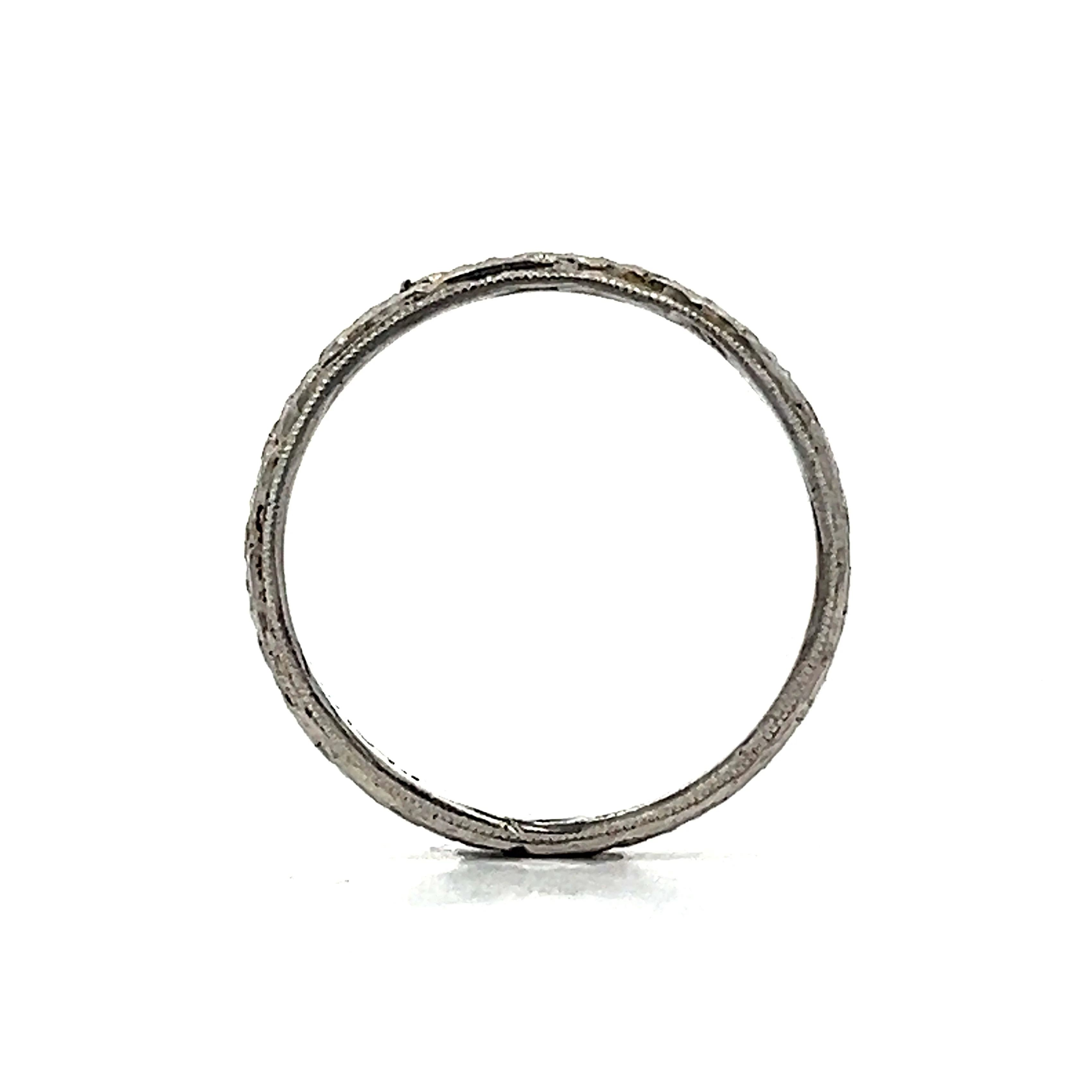 Vintage Art Deco Engraved Orange Blossom Band in Platinum - Image 4