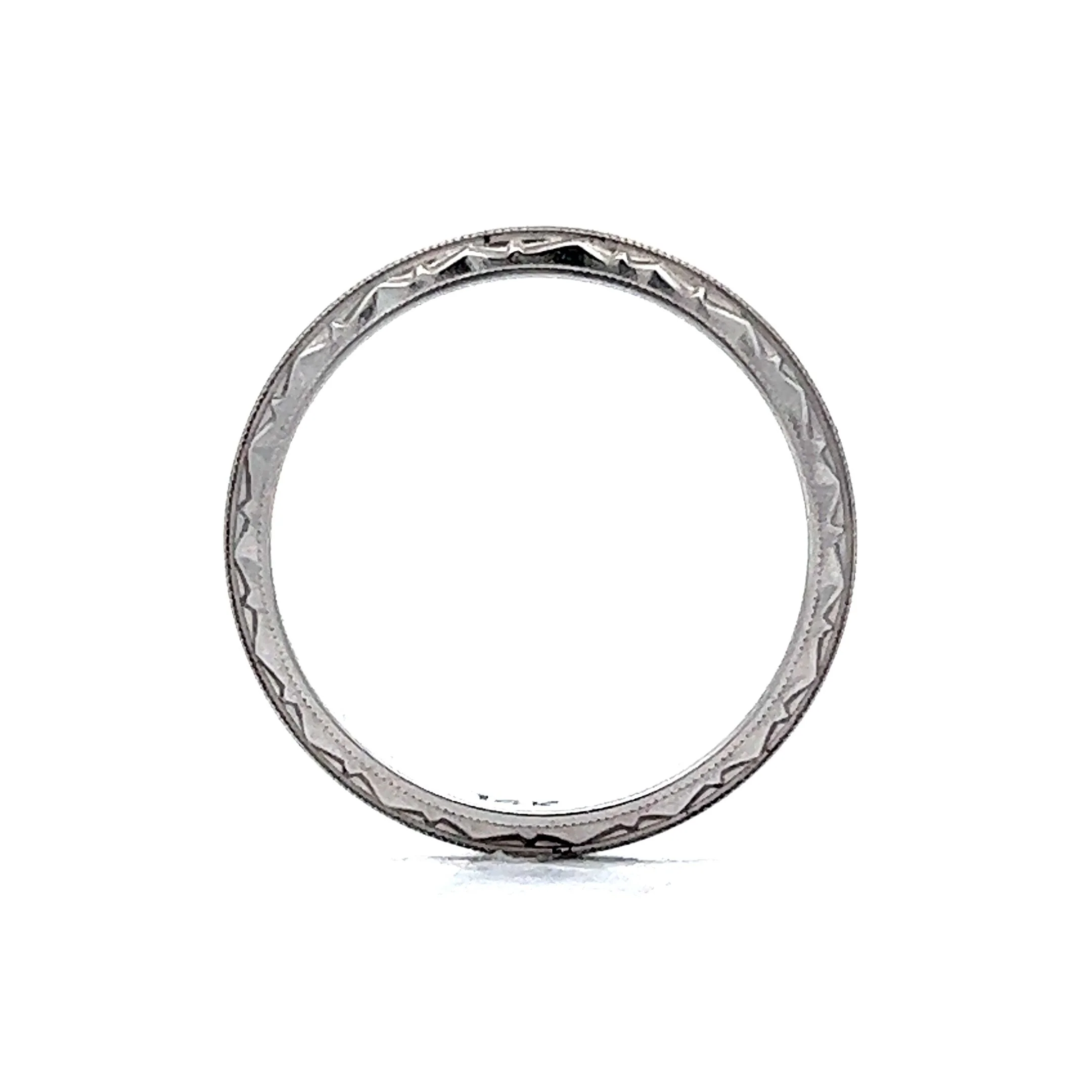 Vintage Art Deco Milgrain Wedding Band in 14K White Gold - Image 4