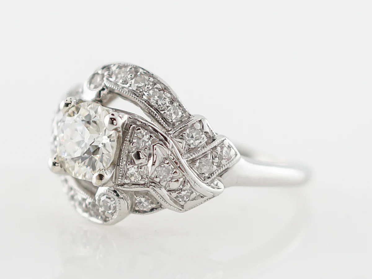 Vintage Art Deco Old European Cut Diamond Engagement Ring in Platinum - Image 2