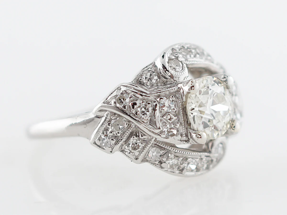 Vintage Art Deco Old European Cut Diamond Engagement Ring in Platinum - Image 3
