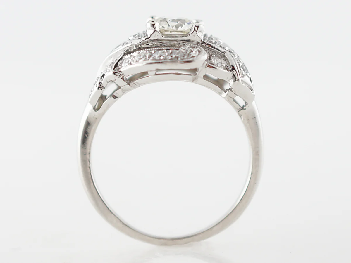 Vintage Art Deco Old European Cut Diamond Engagement Ring in Platinum - Image 4