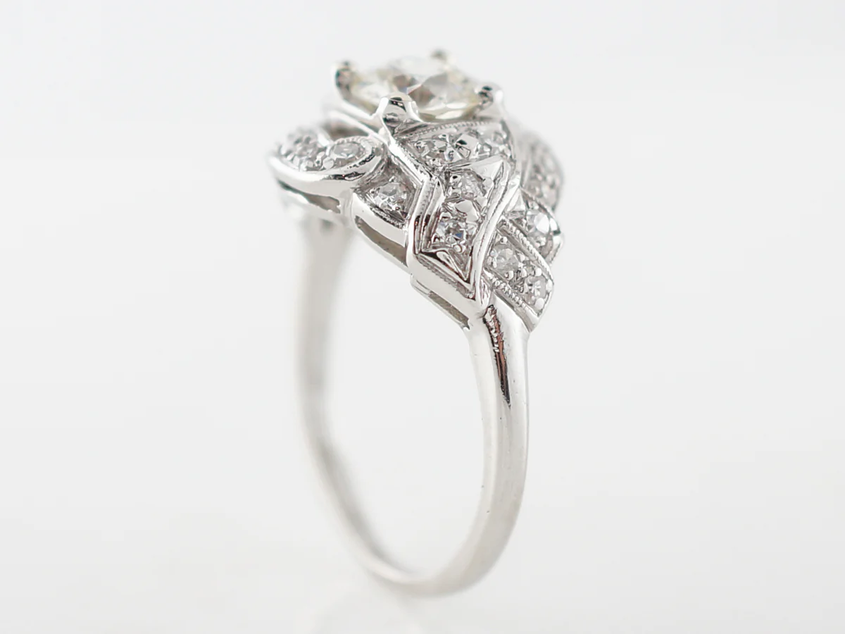 Vintage Art Deco Old European Cut Diamond Engagement Ring in Platinum - Image 5