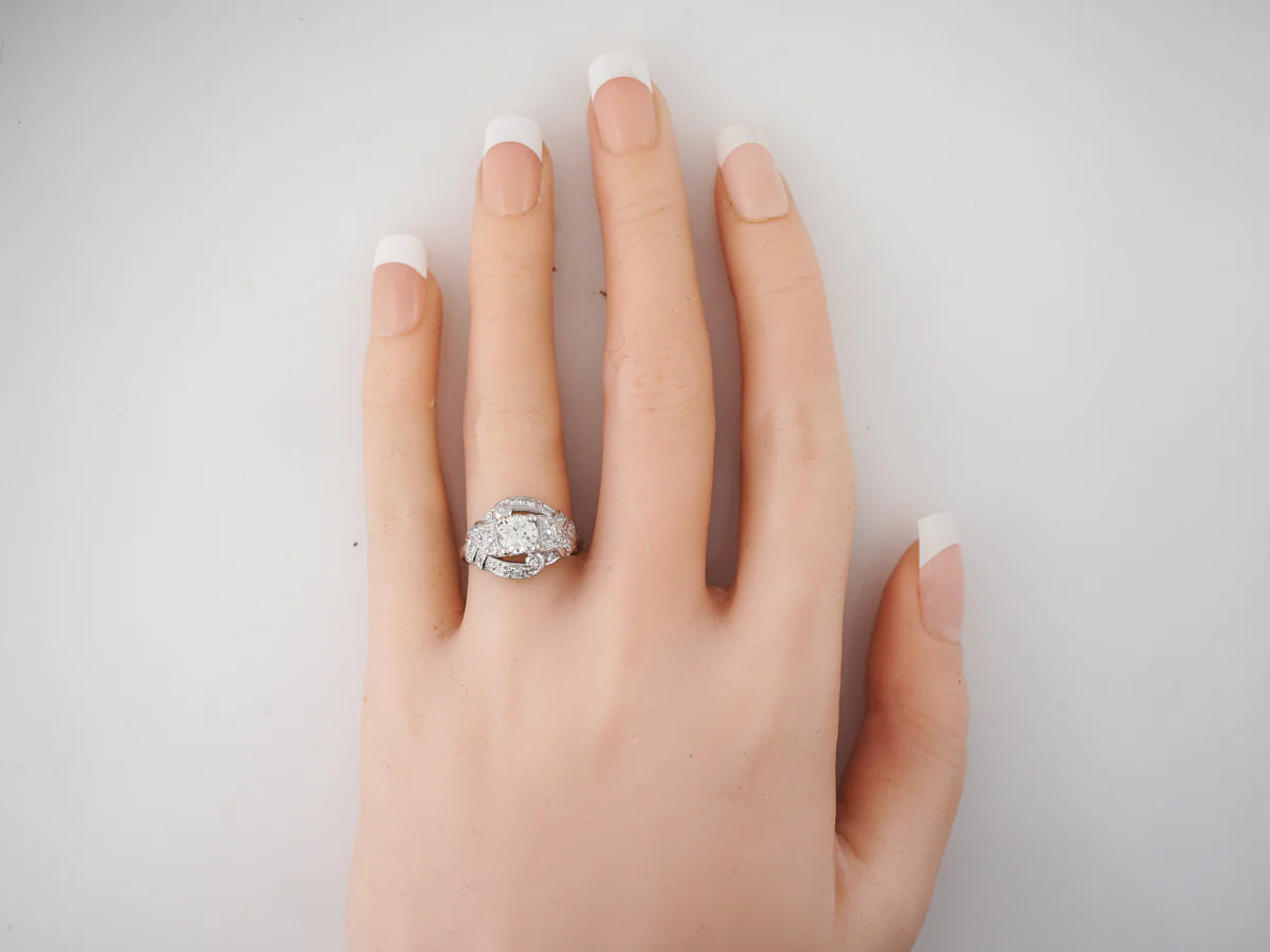 Vintage Art Deco Old European Cut Diamond Engagement Ring in Platinum - Image 6