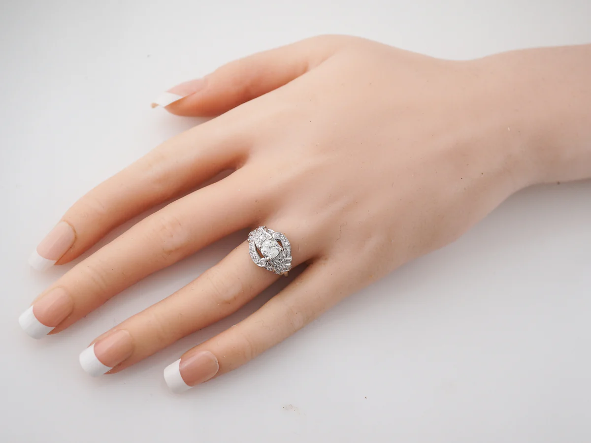 Vintage Art Deco Old European Cut Diamond Engagement Ring in Platinum - Image 7
