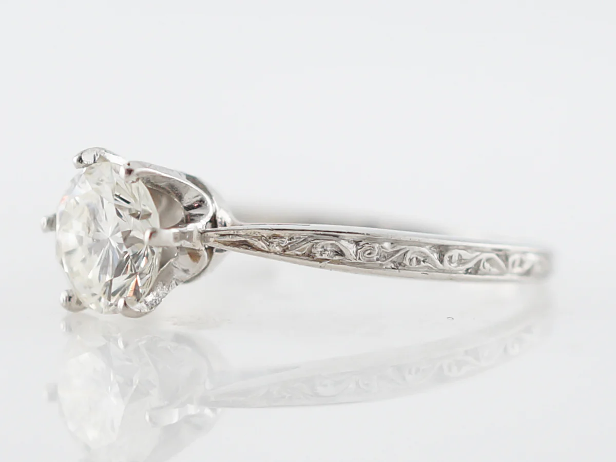 Vintage Art Deco Solitaire Diamond Engagement Ring in Platinum - Image 2