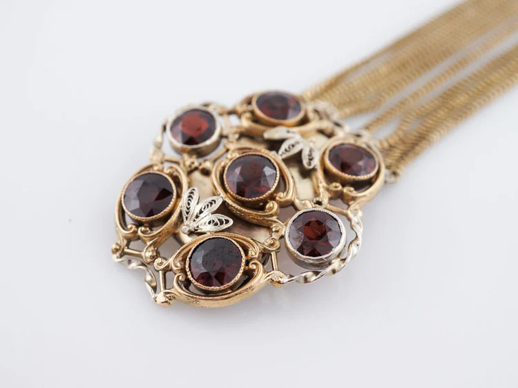 Vintage Bracelet Retro 9.73cttw Round Cut Garnets in 14k Yellow Gold - Image 2