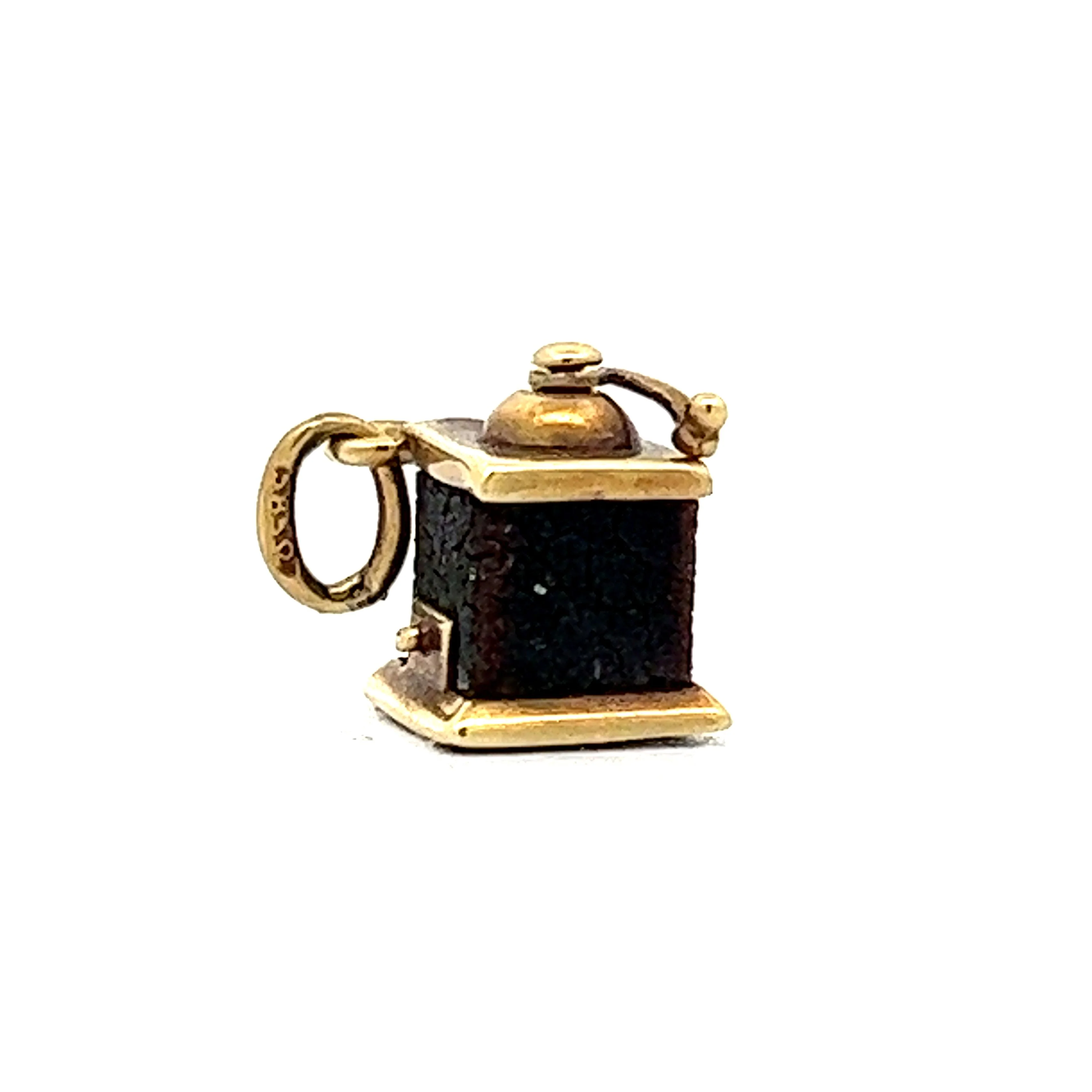 Vintage Coffee Grinder Charm in 14k Yellow Gold - Image 3