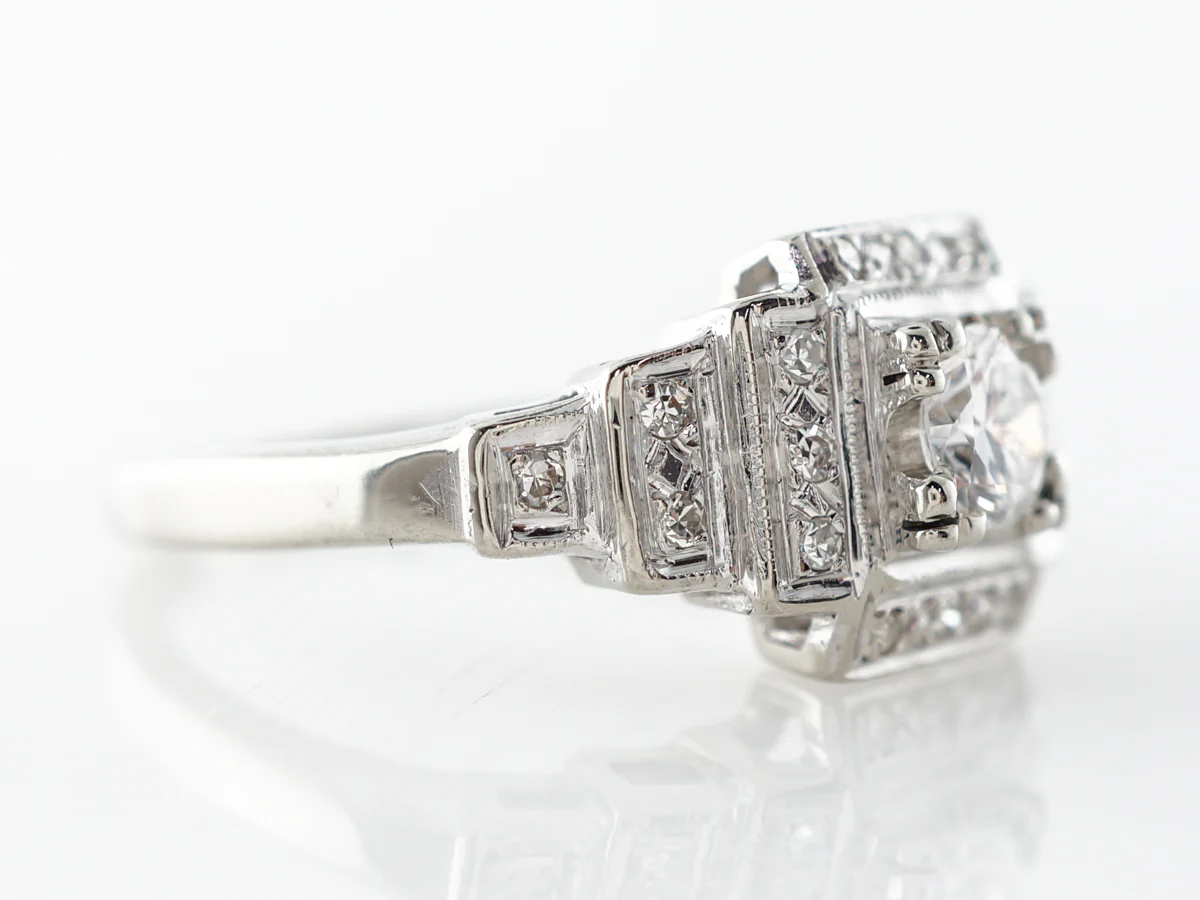 Vintage Deco Brilliant Diamond Engagement Ring in 14k - Image 3