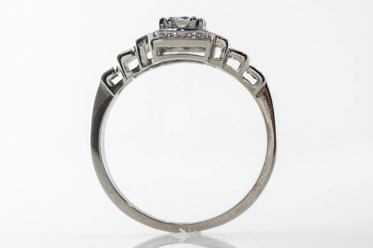 Vintage Deco Brilliant Diamond Engagement Ring in 14k - Image 4