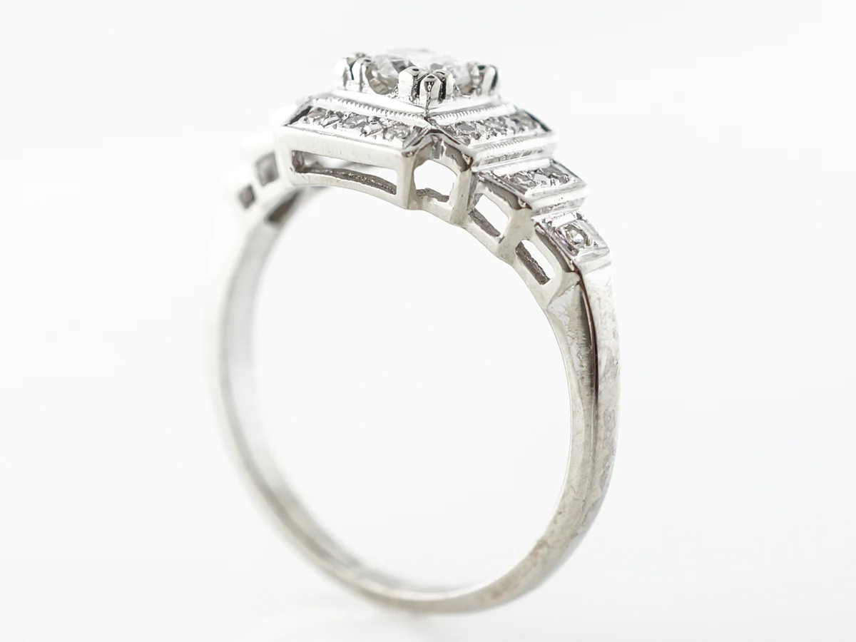 Vintage Deco Brilliant Diamond Engagement Ring in 14k - Image 5