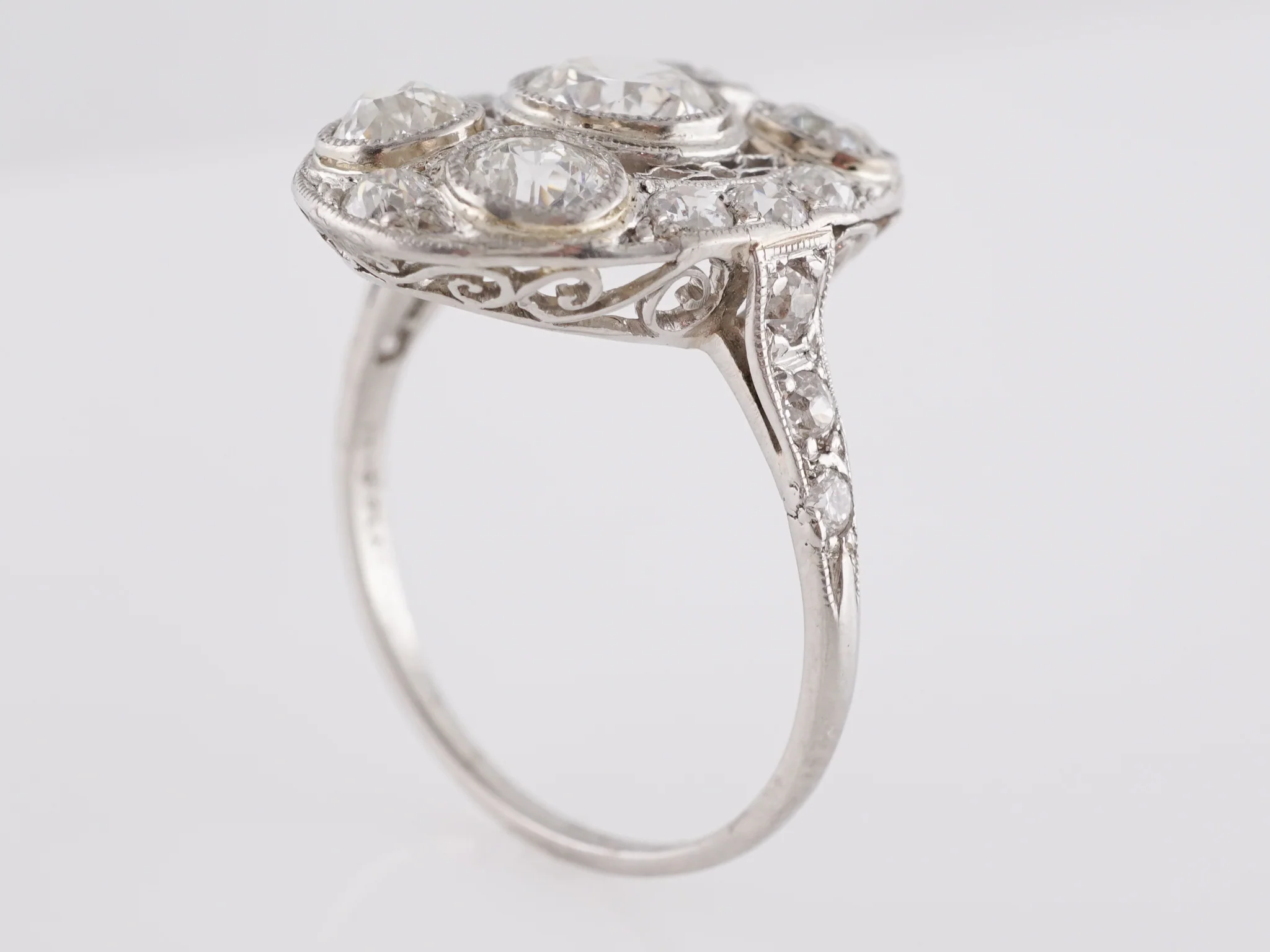 Vintage Deco Diamond Dinner Ring in Platinum - Image 2