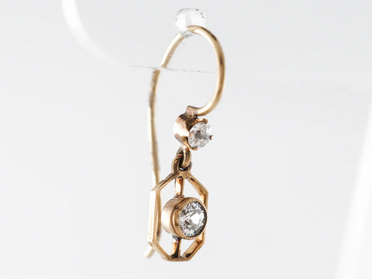Vintage Deco Diamond Earrings 14k Yellow Gold - Image 5