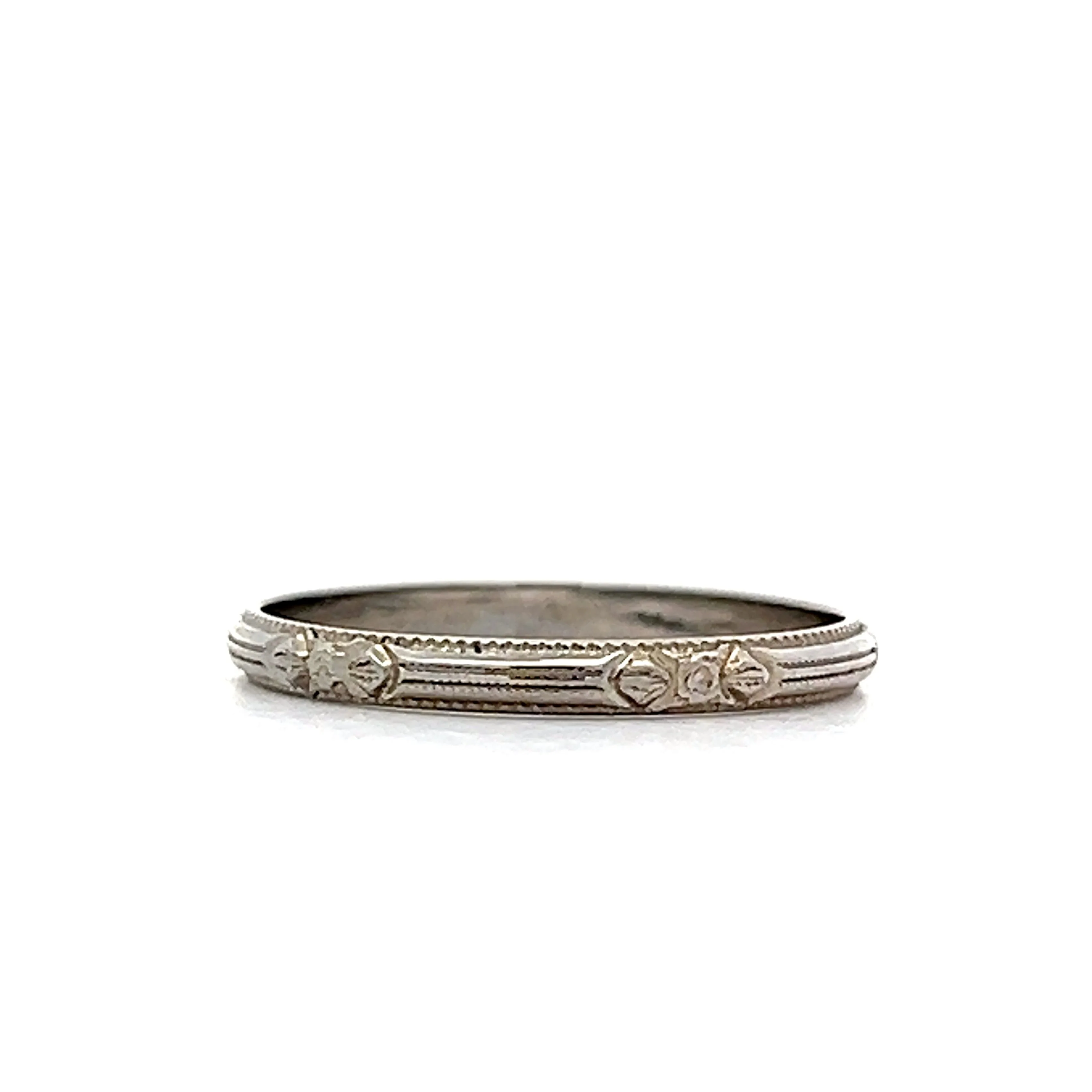 Vintage Deco Orange Blossom Band in 18k White Gold - Image 2