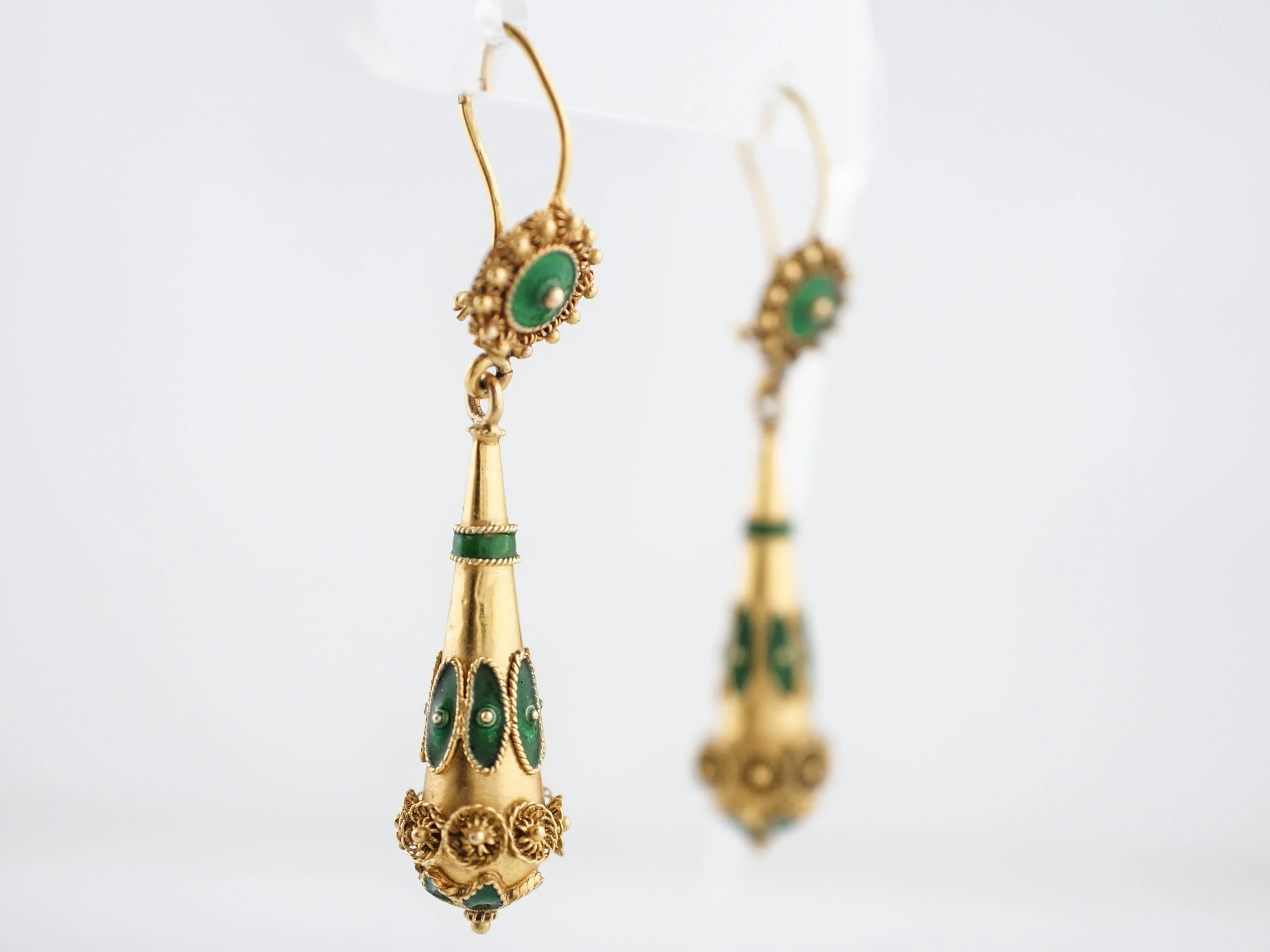 Vintage Earrings Mid-Century Enamel & 14k Yellow Gold - Image 2