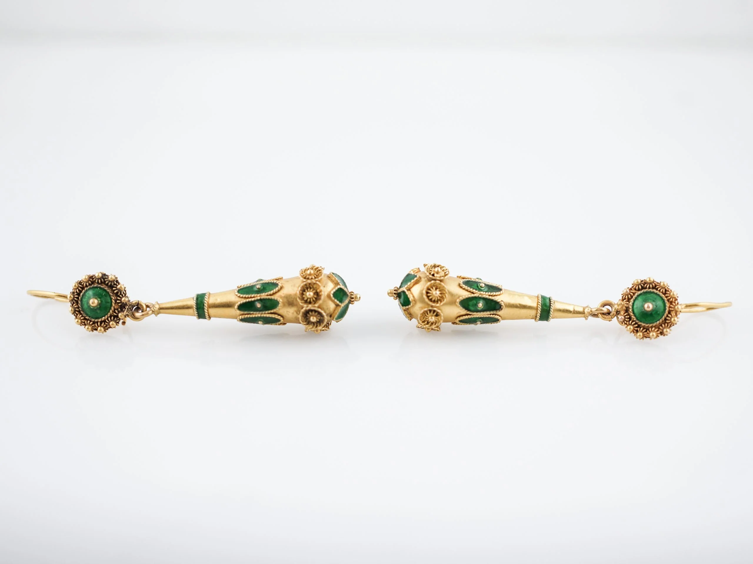 Vintage Earrings Mid-Century Enamel & 14k Yellow Gold - Image 3