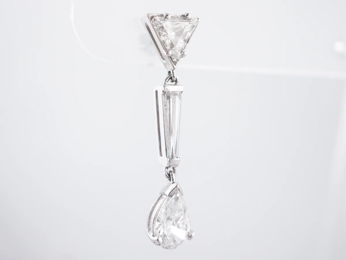 Vintage Earrings Retro 1.65 Pear Cut Diamond in 18k White Gold - Image 4