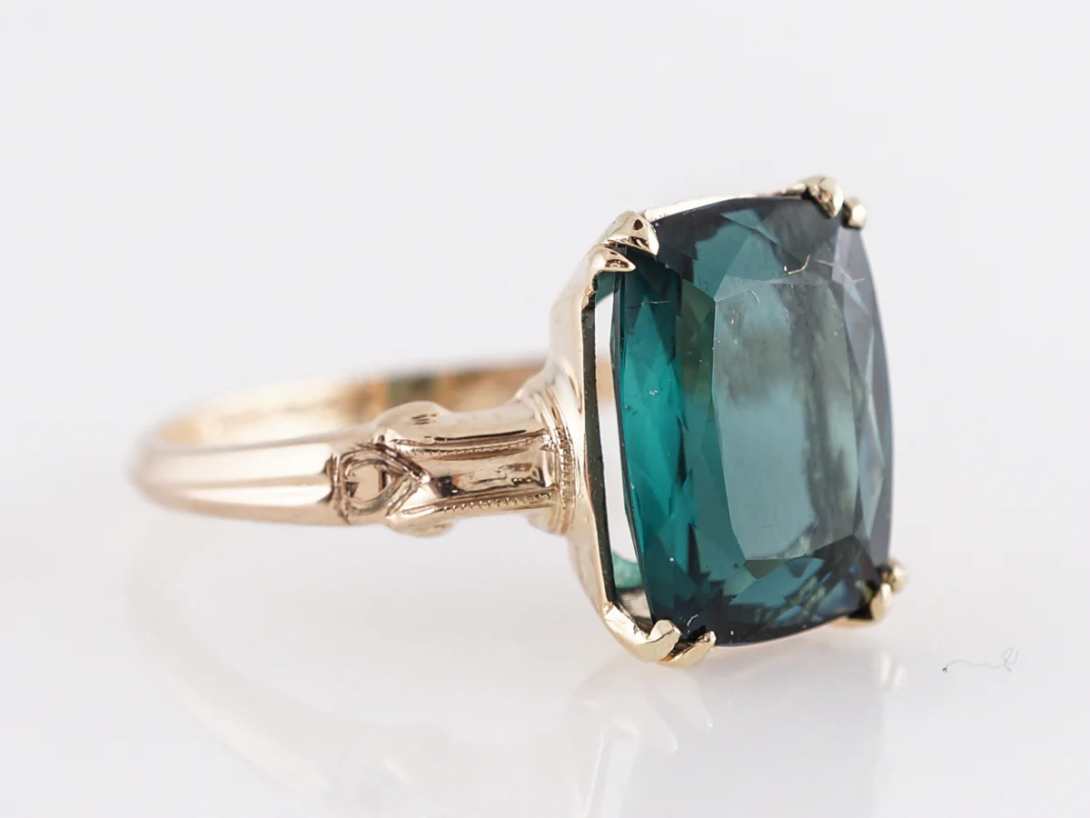 Vintage Emerald Cut Tourmaline Cocktail Ring in 14k - Image 3