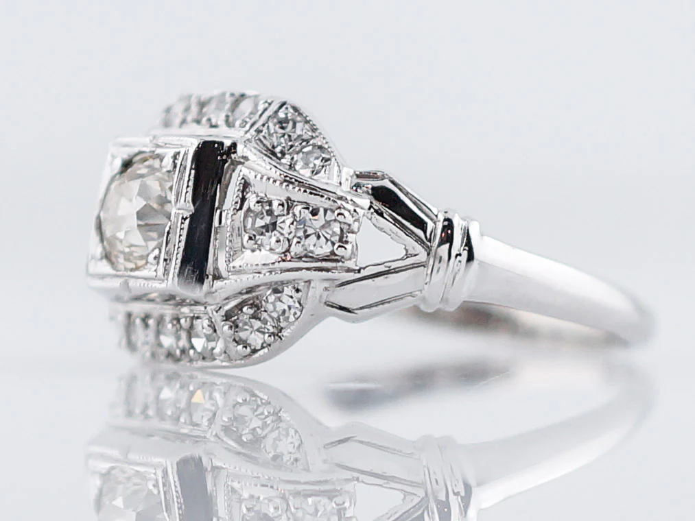 Vintage Engagement Ring Art Deco .33 Old European Cut in 18k White Gold - Image 2
