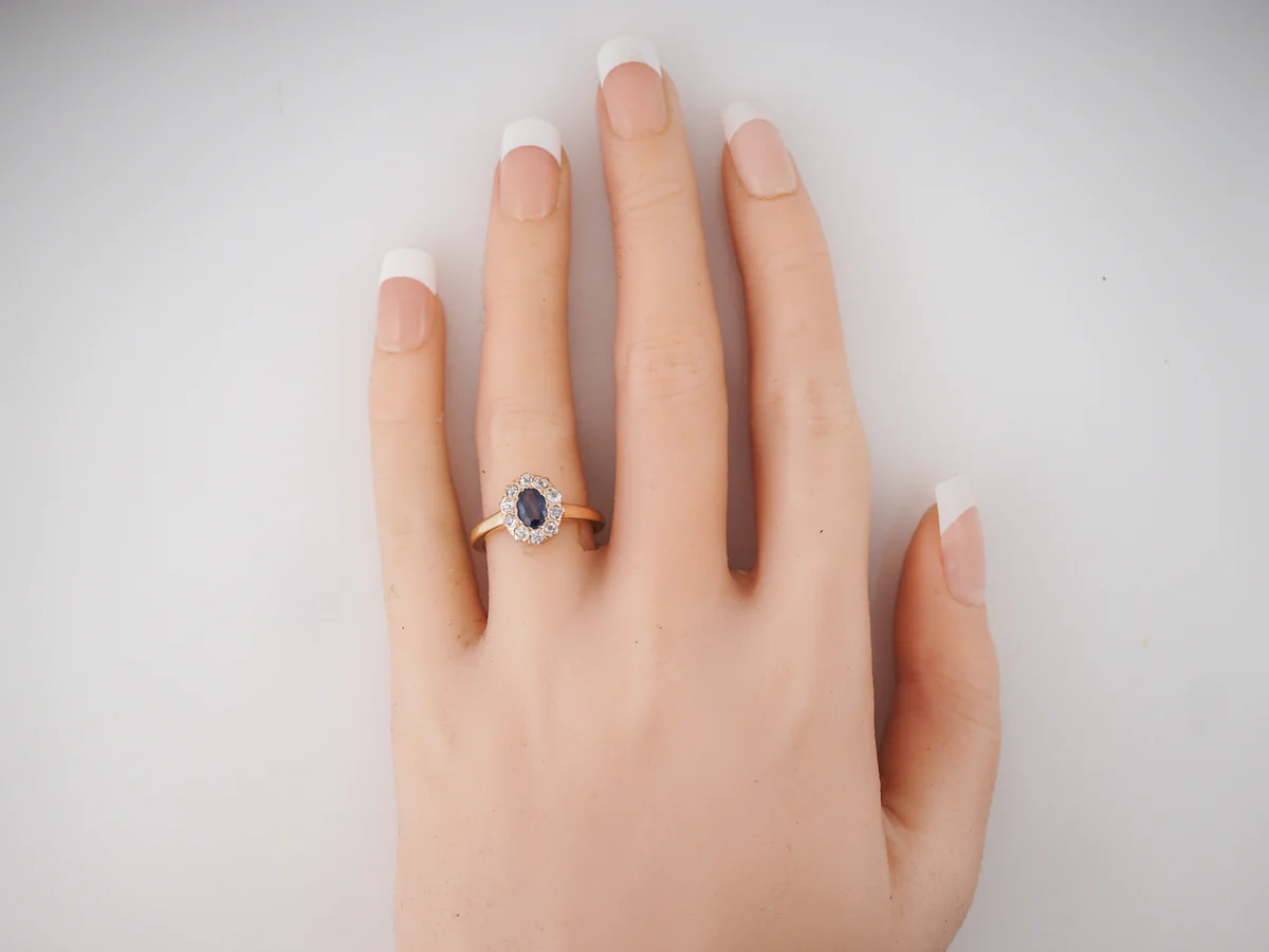Vintage Engagement Ring Victorian .39 Oval Cut Sapphire in 14k Yellow Gold - Image 6