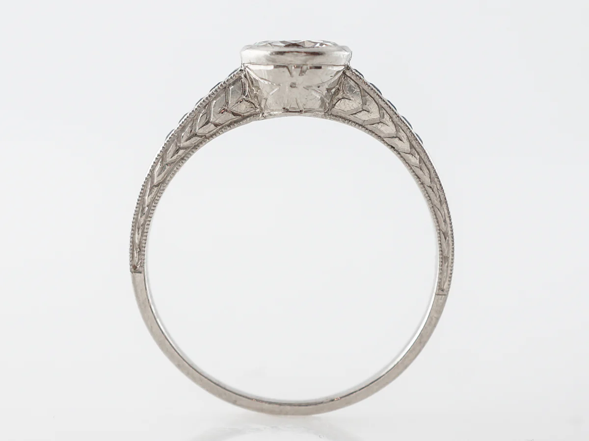 Vintage European Cut Diamond Engagement Ring w/ Sapphire Accents - Image 4