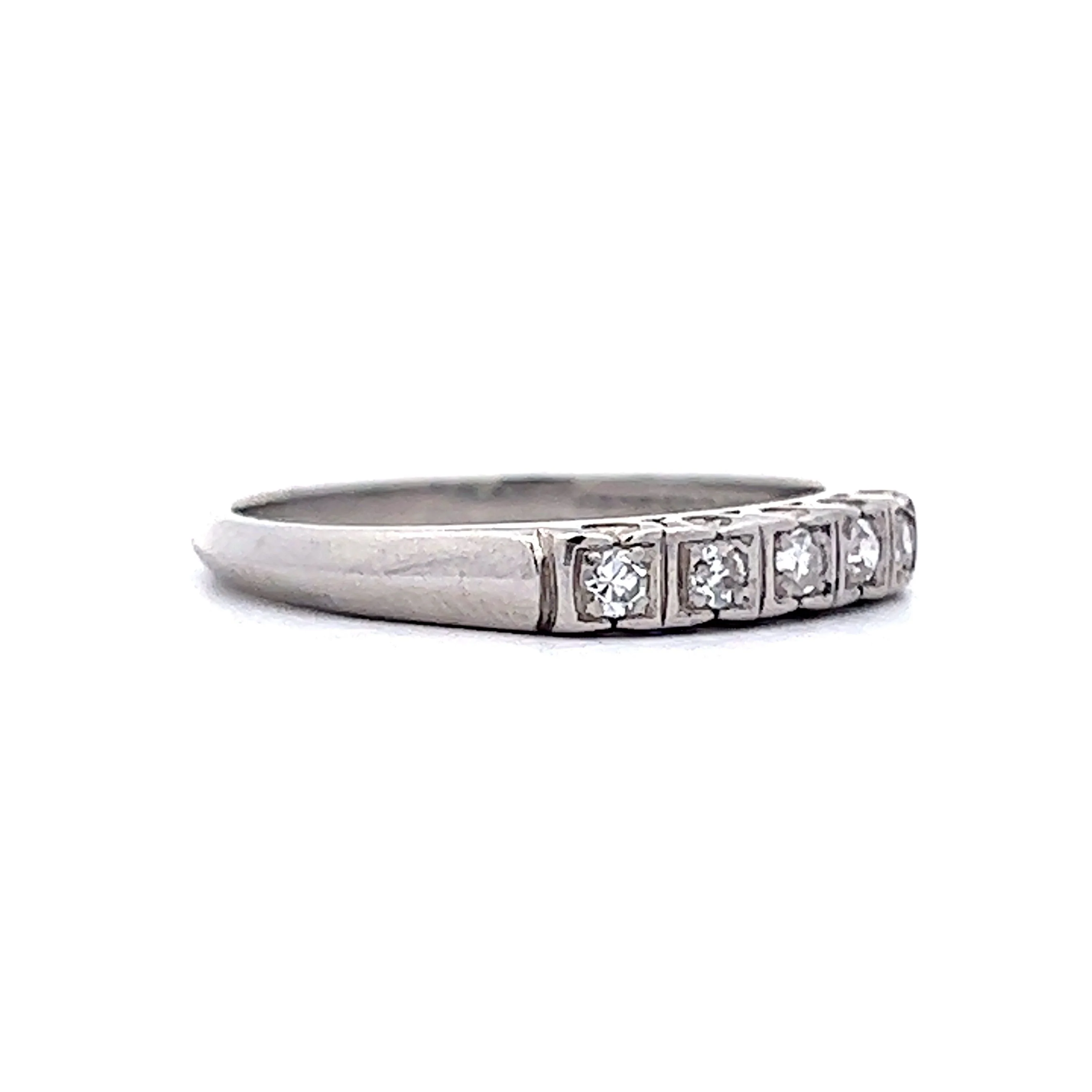 Vintage Five Stone Diamond Wedding Band in Platinum - Image 3