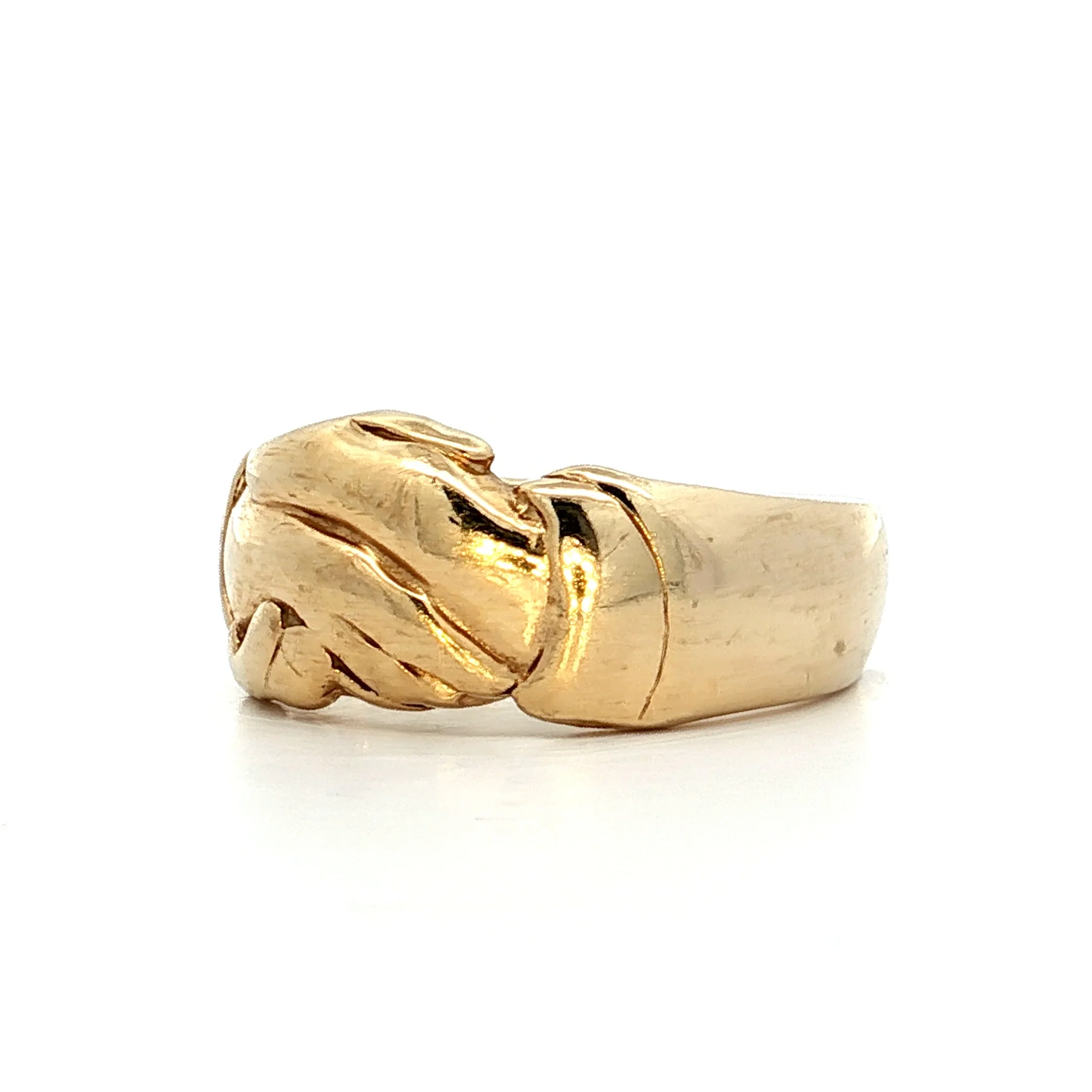 Vintage Hand Holding Ring in 10k Yellow Gold - Image 2